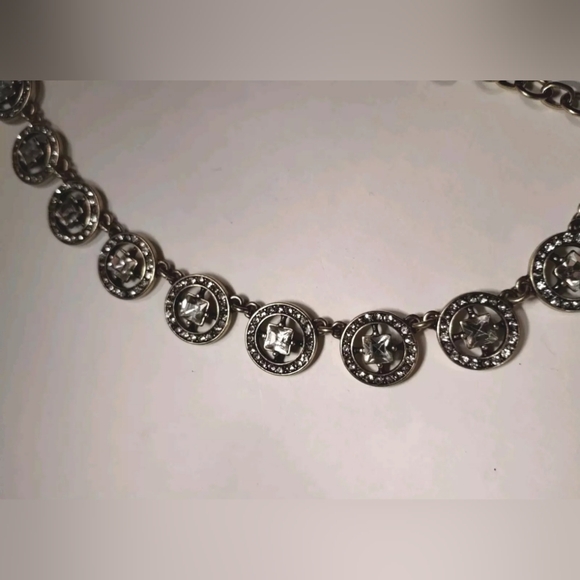 J. Crew Clear Rhinestone Crystal Necklace Choker Collar Glam Vintage Style - Picture 7 of 14